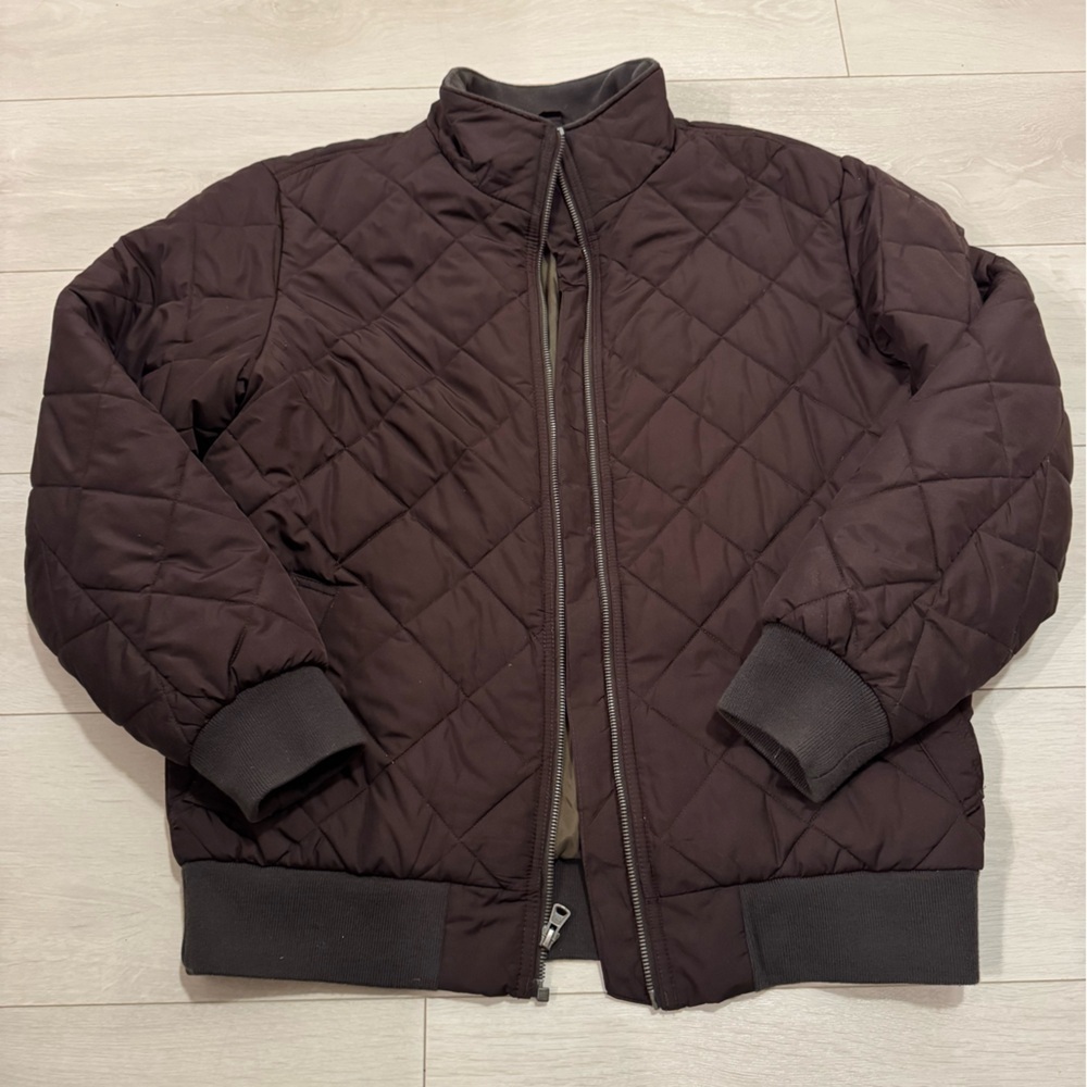 Denver Hayes Men’s Brown Quilted Bomber Jacket Coat Very Warm Fall Winter Small